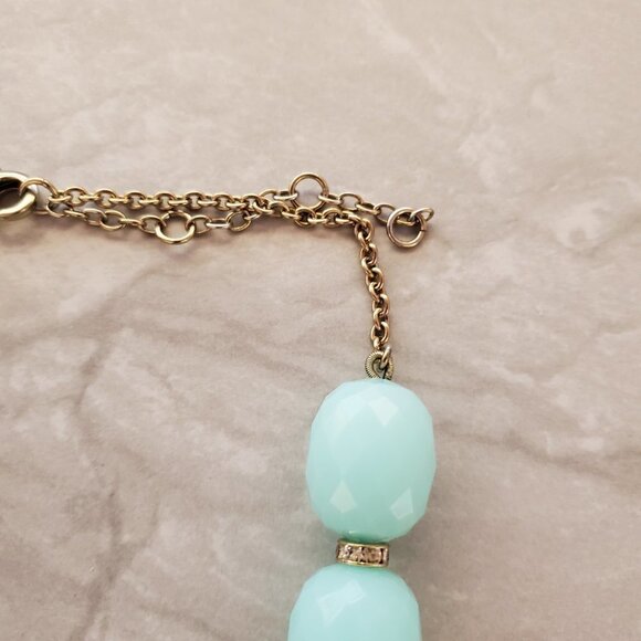 💙 J.Crew Ice Blue Jumbo Beads Beaded Rhinestones Pave Strand Necklace 💙 - Picture 4 of 10